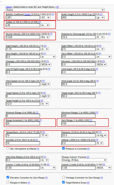 Inputting data into a ballistic calculator 