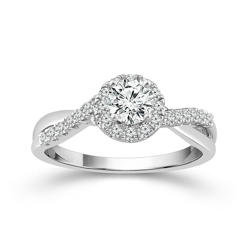 Twisted Halo Lab Diamond Engagement Ring