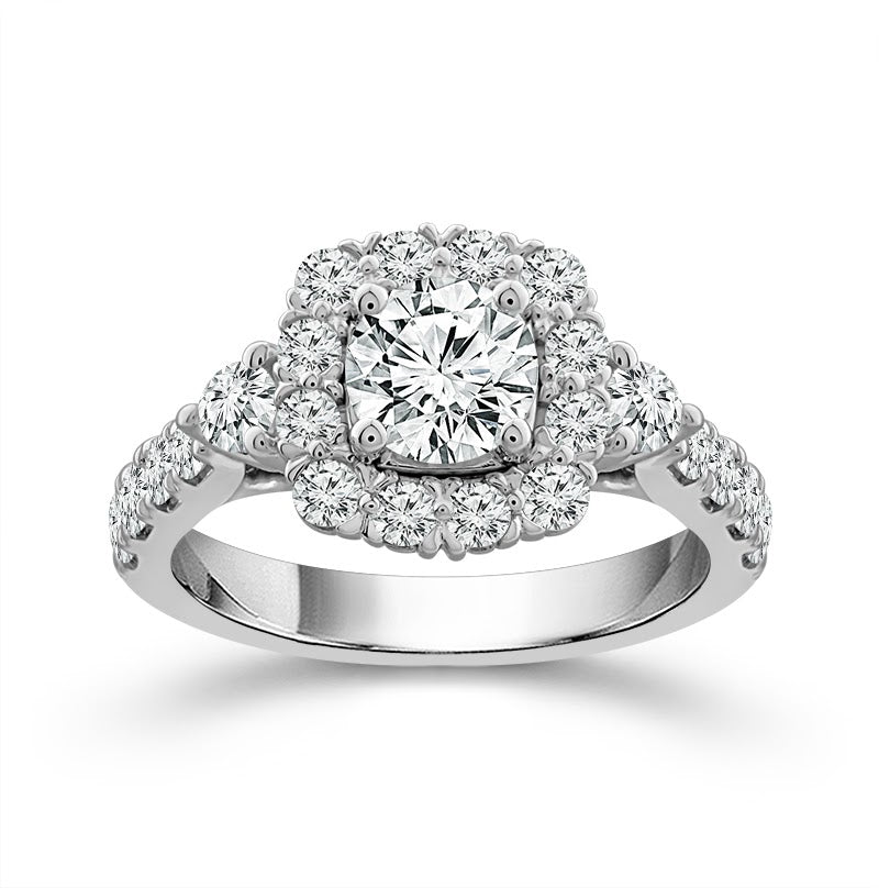 Cushion Halo Lab Diamond Engagement Ring