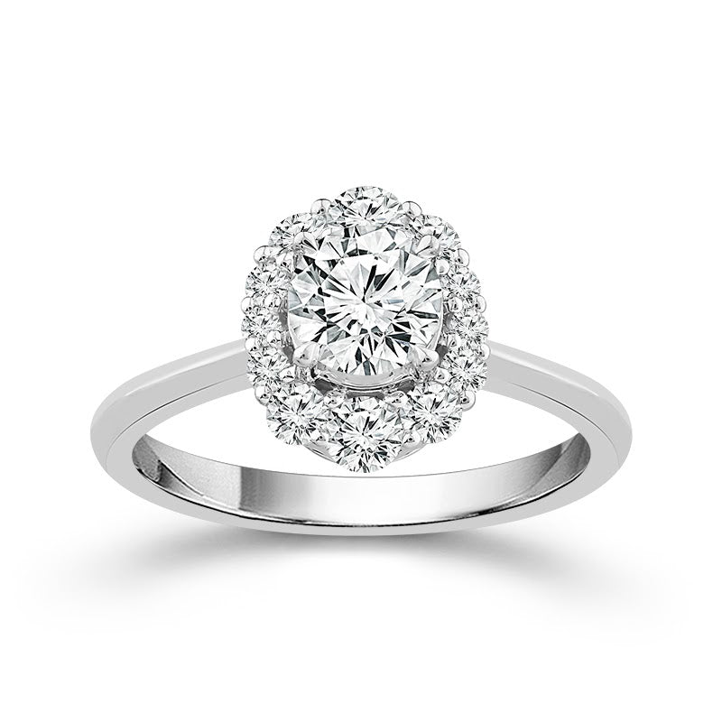 Tapered Halo Lab Diamond Engagement Ring