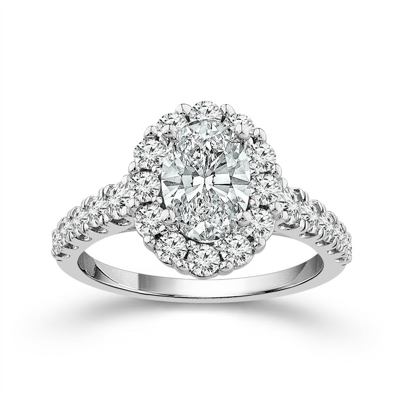 Oval Halo Lab Diamond Engagement Ring