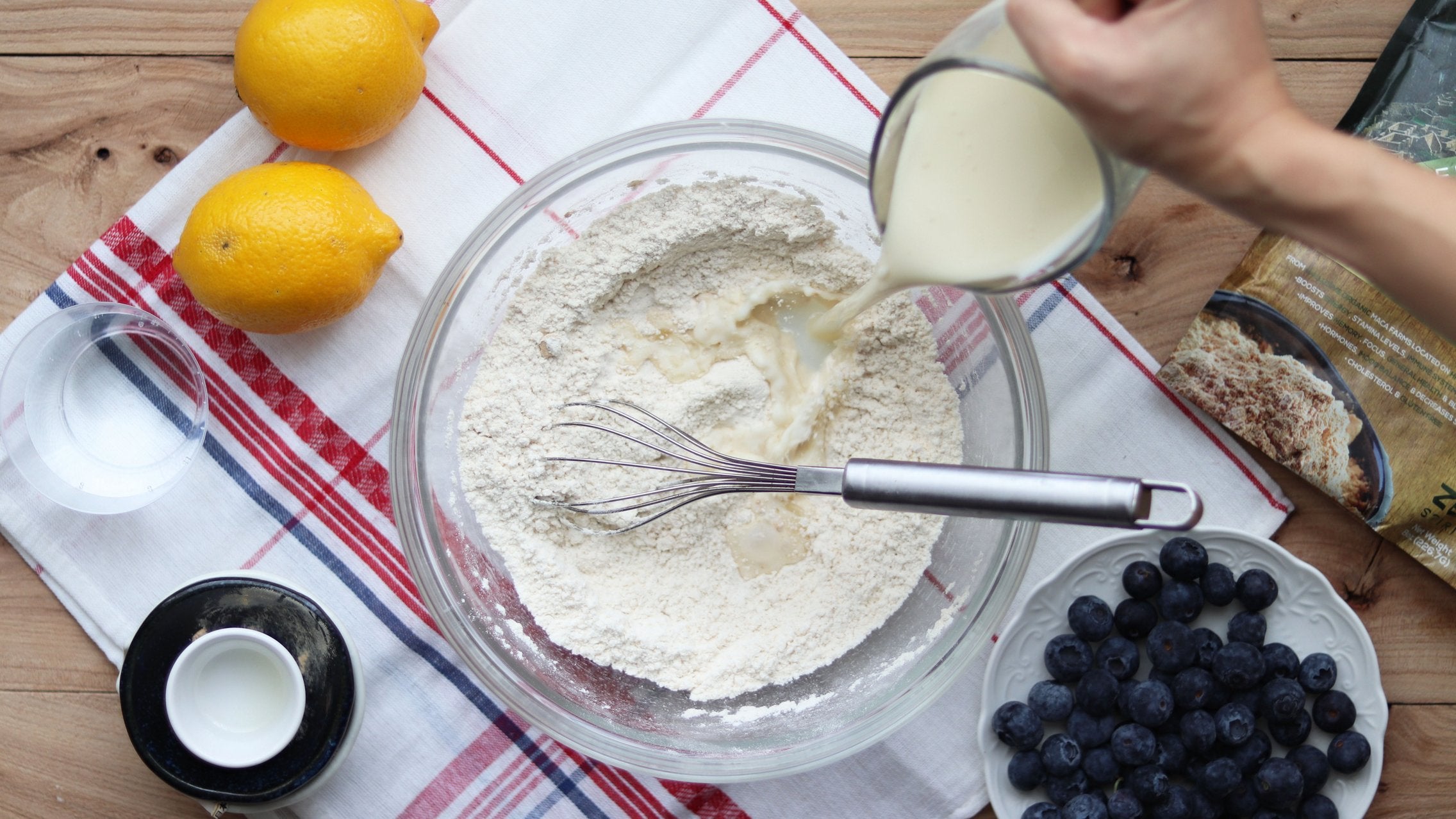 Maca Crepes with Blueberry and Chia Jam