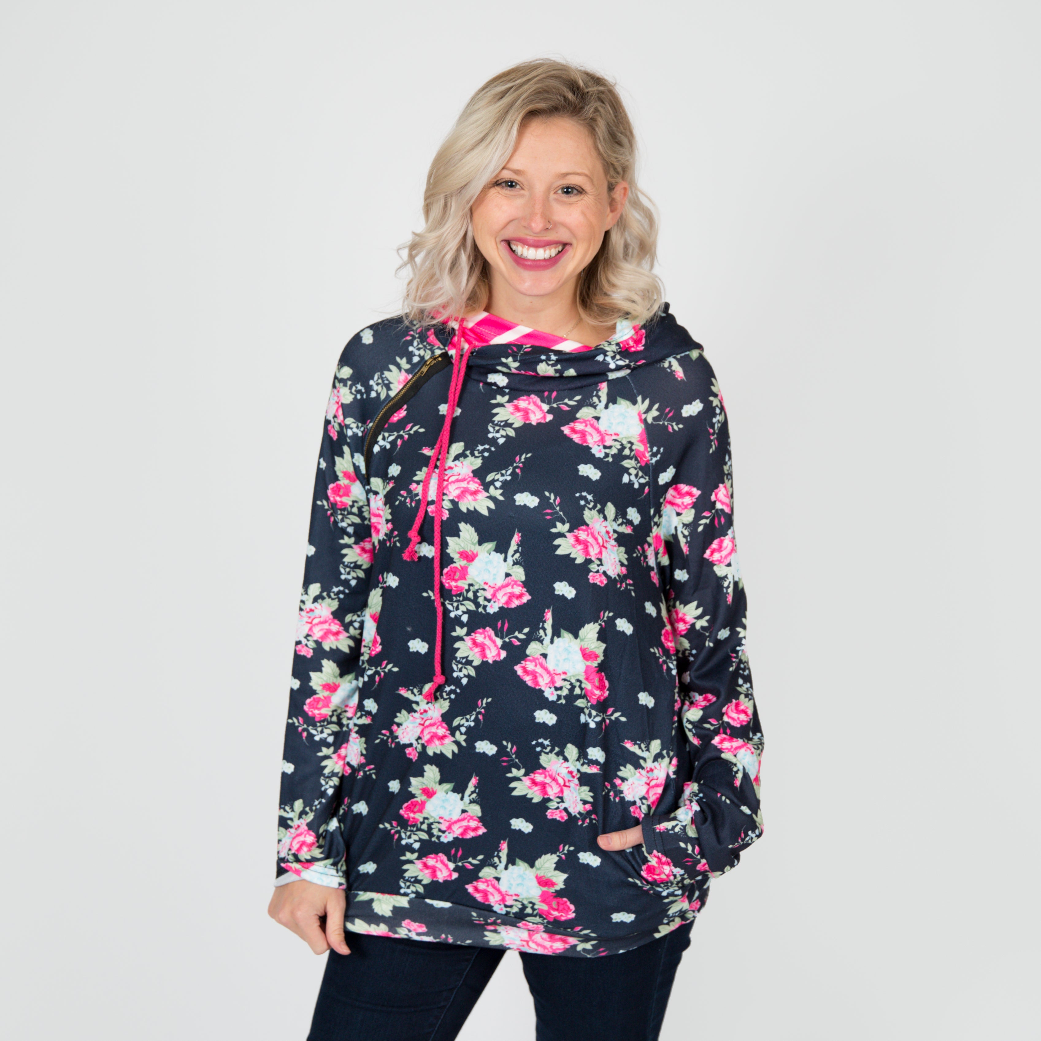 pink floral hoodie