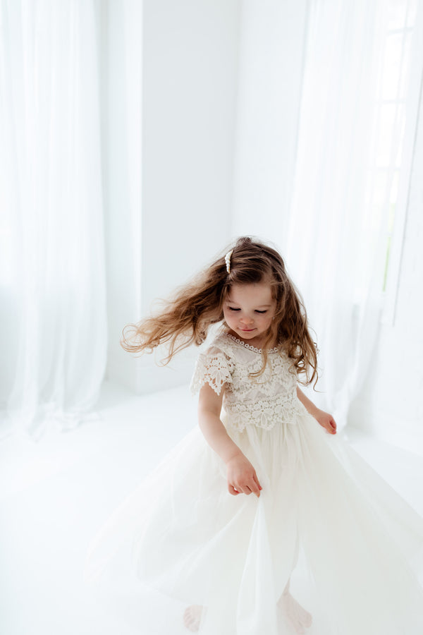 Classic Ophelia Flower Girl Dress in Ivory Color – Nicolette's Couture