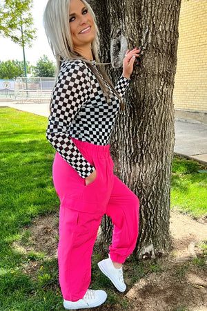 Night Rider Pink Cargo Jogger Pants - Also in Plus Size - Gypsy Ranch Boutique 
