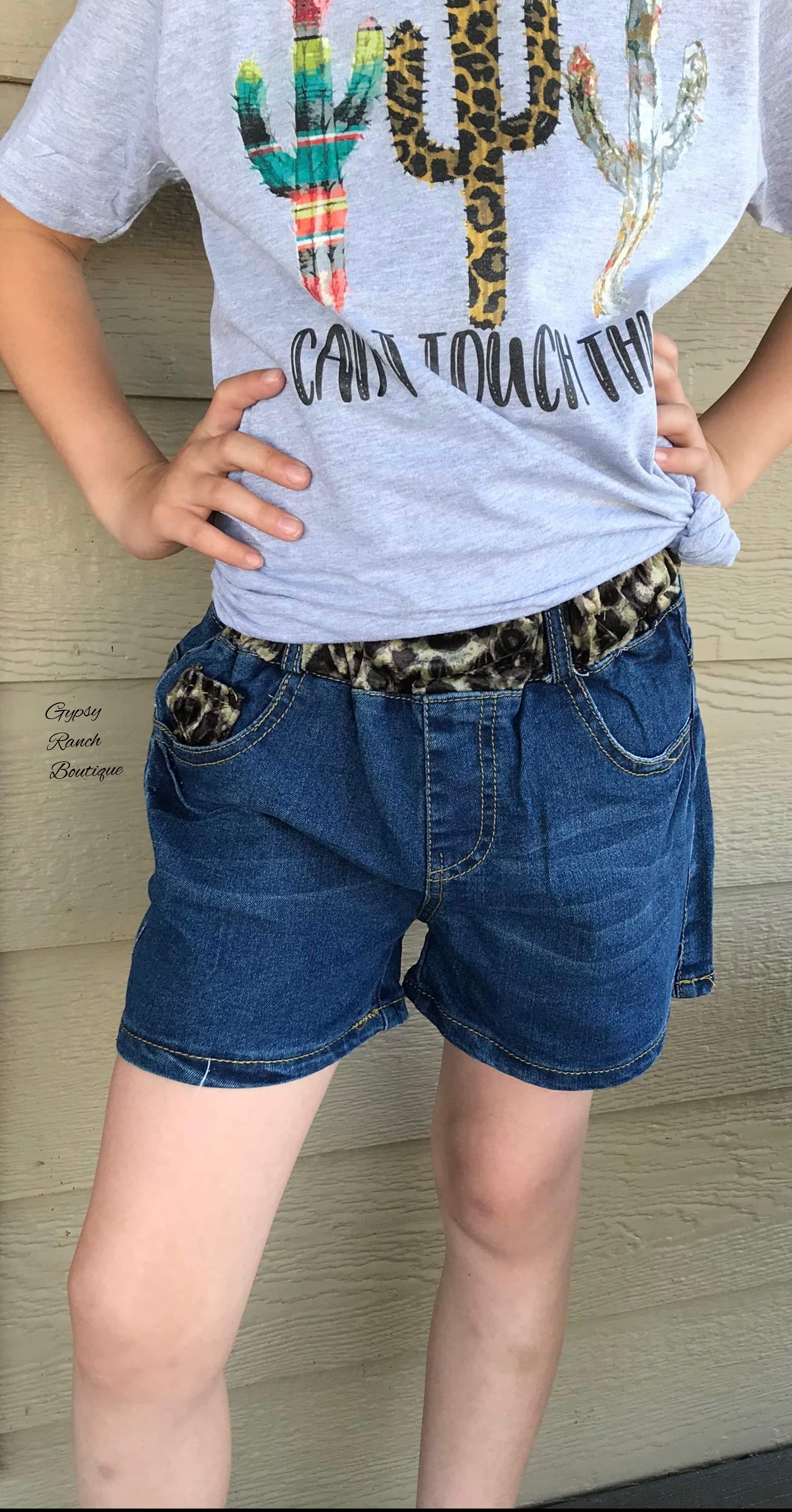 leopard jean shorts