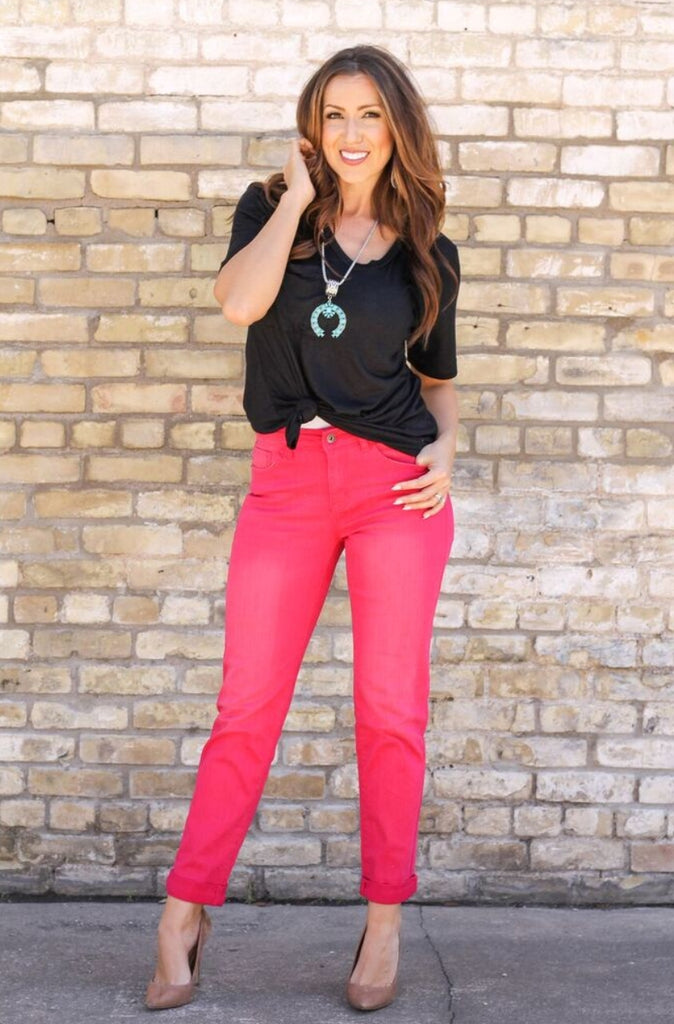 hot pink plus size jeans