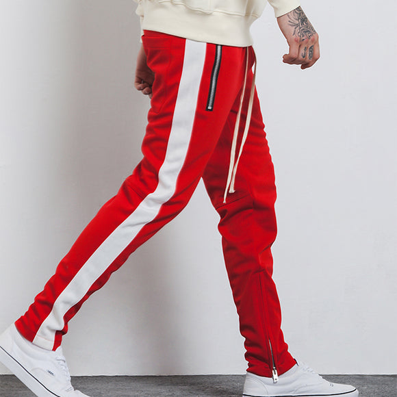 red and white sweatpants