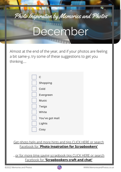 December photo Inspiration sheet