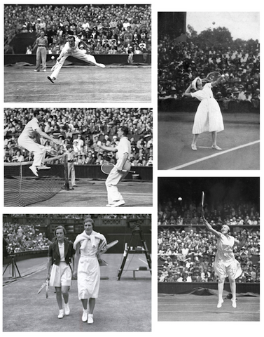 Vintage Wimbledon photos of tennis players in black and white