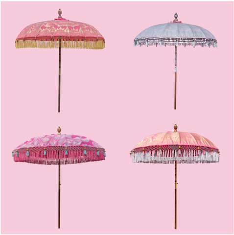 Pink Round Bamboo Parasols that are still in stock for our August delivery
