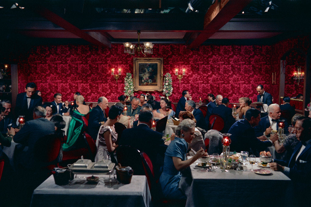 Alfred Hitchcock dining room scene from Vertigo