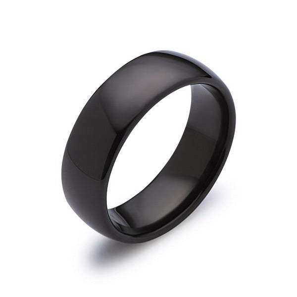 Black Tungsten Wedding Band - Dome - High Polish Black Ring - 8MM ...