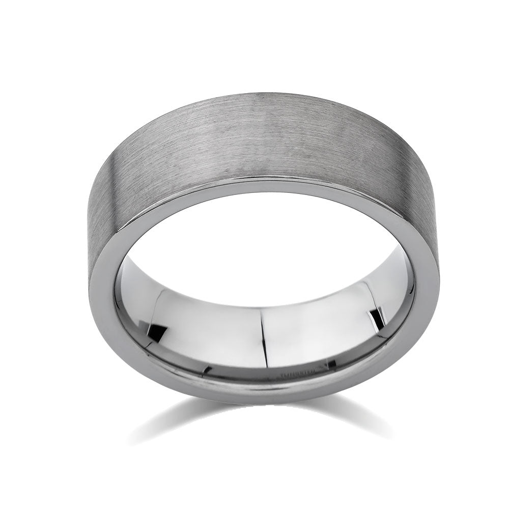Gray Brushed Tungsten Ring - Pipe Cut - Gunmetal - 8mm - Engagement
