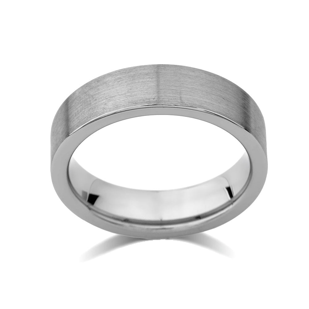 Gray Brushed Tungsten Ring - Pipe Cut - Gunmetal - 6mm - Engagement