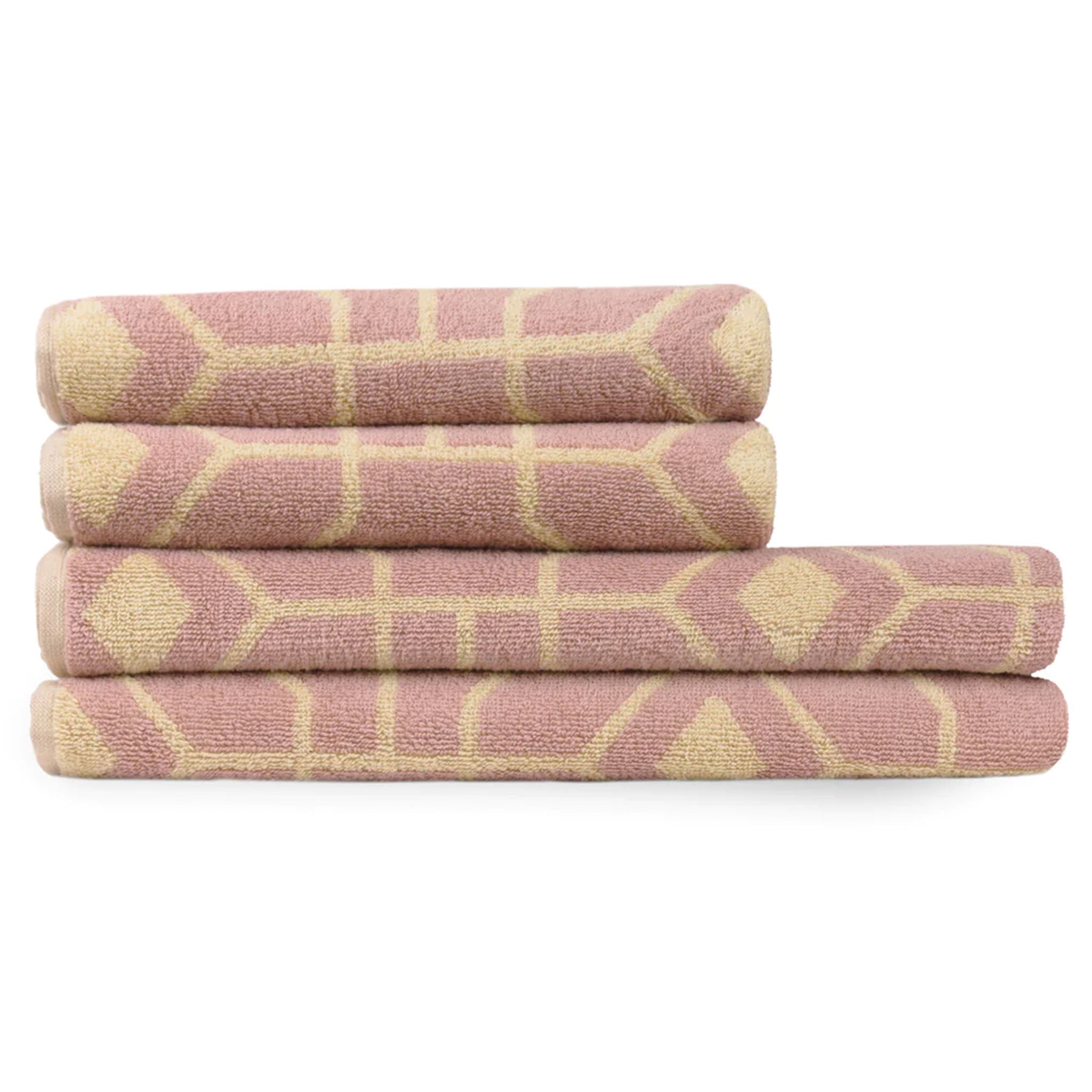 Bee Deco 4pc 100 Cotton Fabric Hand Bath Towel Set Blue Pink