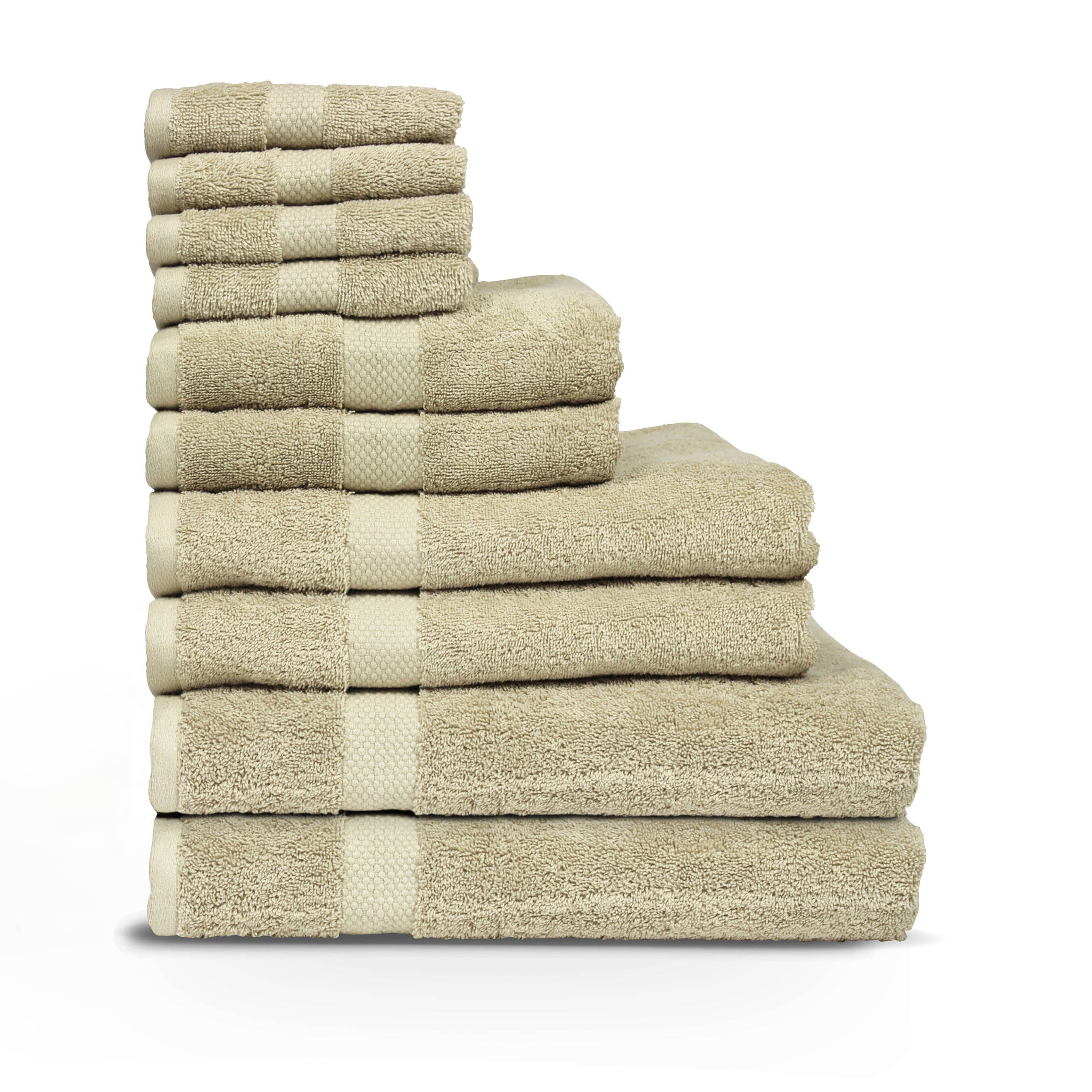 Loft Luxury 10pc 100 Cotton Face Hand Bath Sheet Towel Set Pink Grey White Teal Green Beige