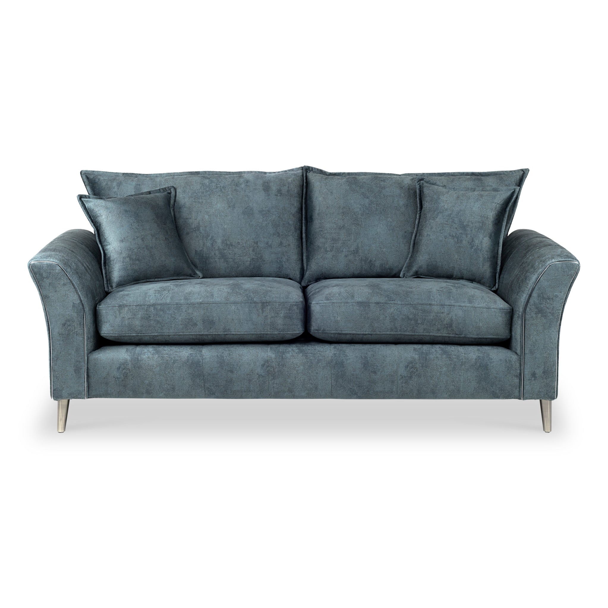 Madrid 3 Seater Sofa Grey Blue Fabric Couch Roseland