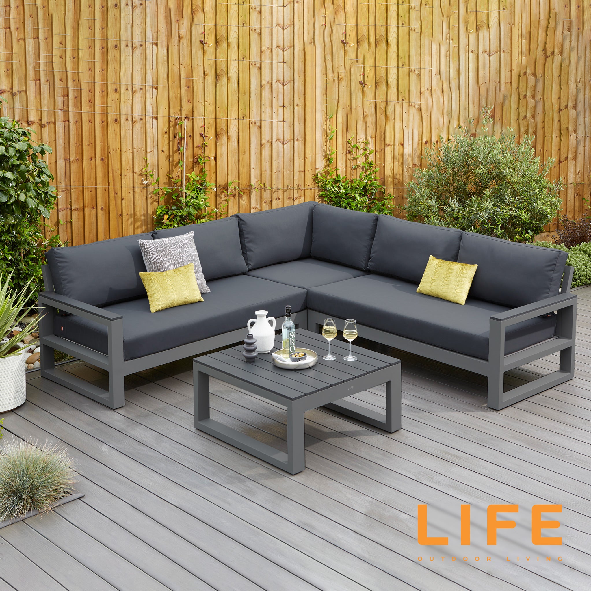 Life Outdoor Living Mallorca Corner Lounge Set With Square Coffeee Table