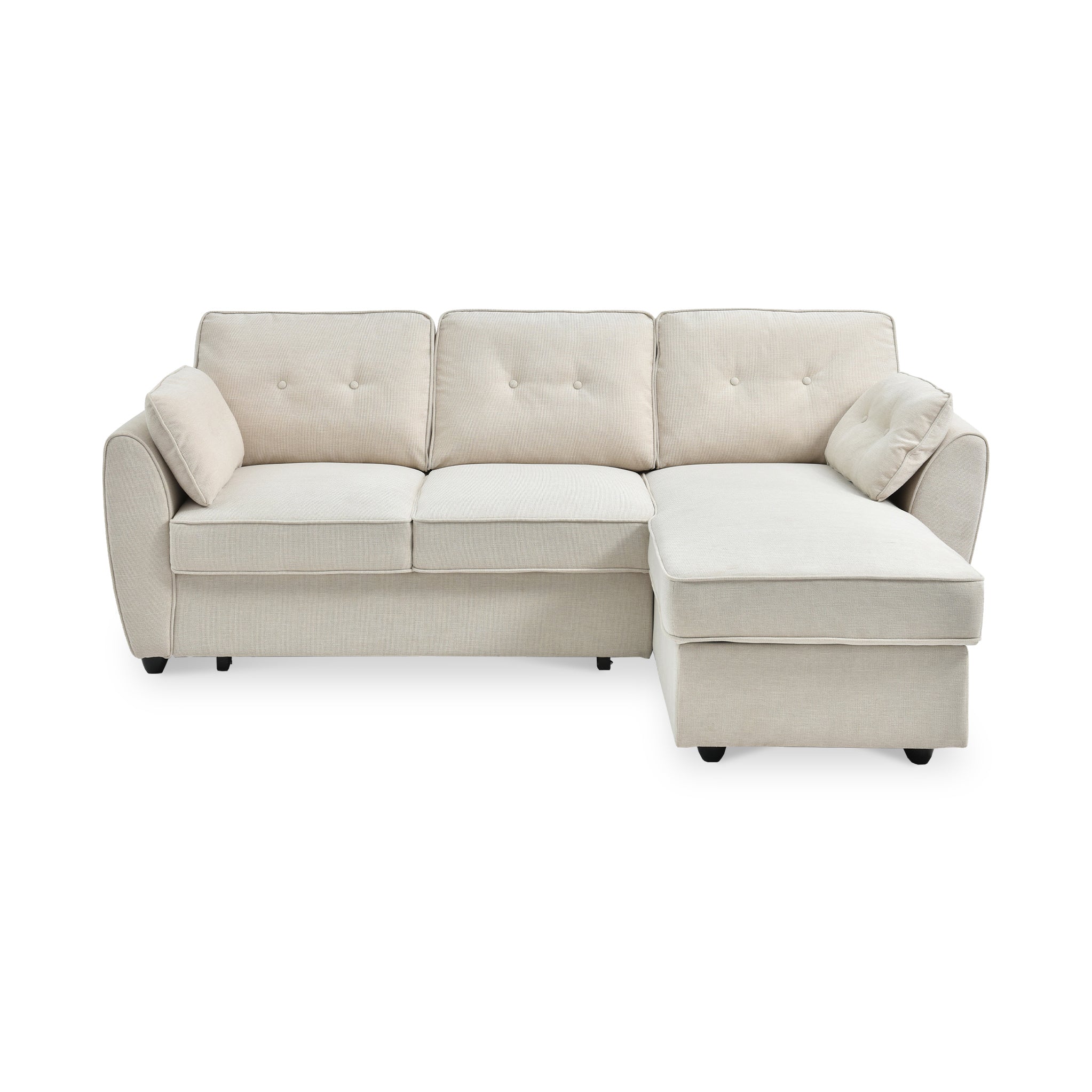 Willette Textured Corner Sofa Bed With Storage Natural Roseland