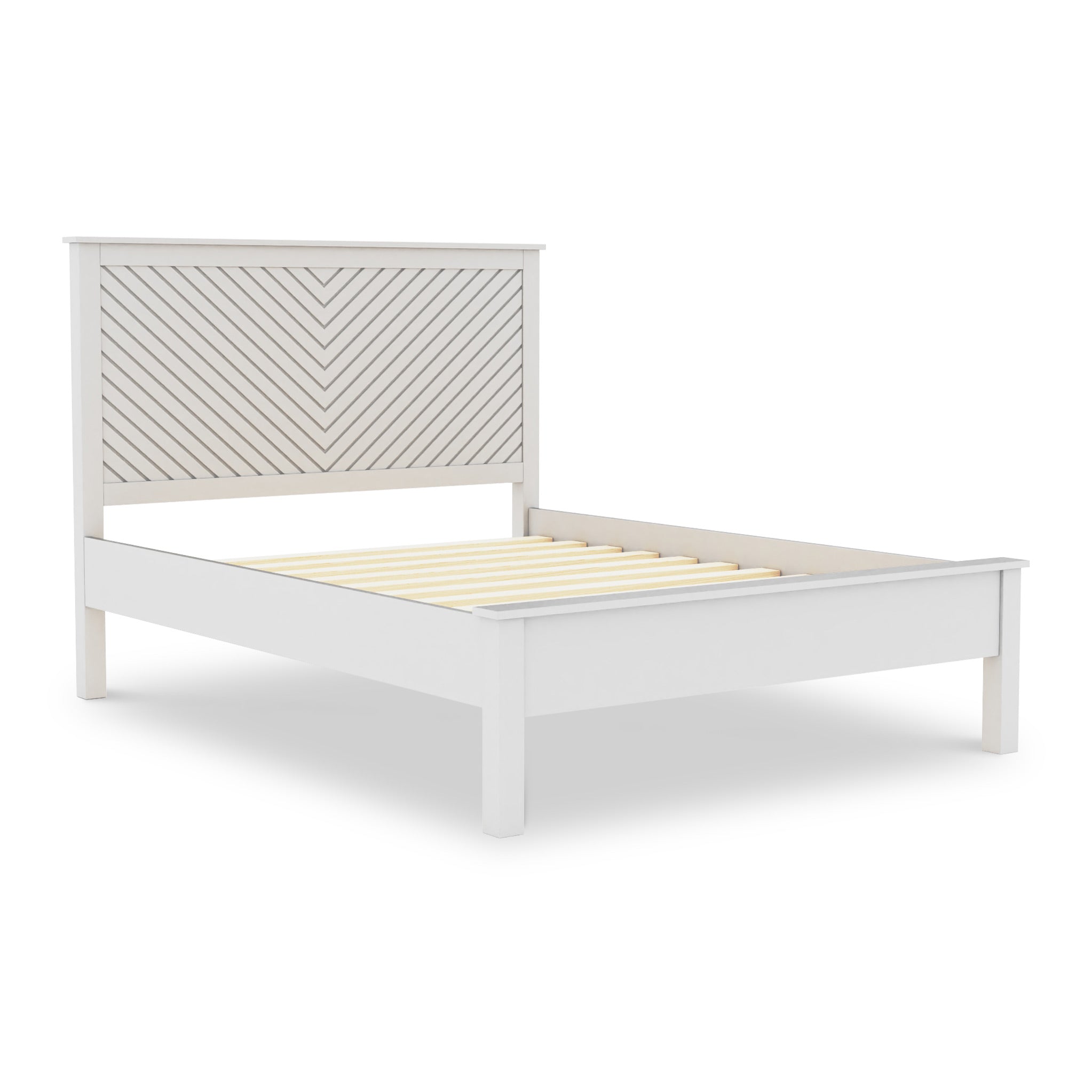 Wotton Chevron White Painted Wooden Bed Frame Double King Roseland