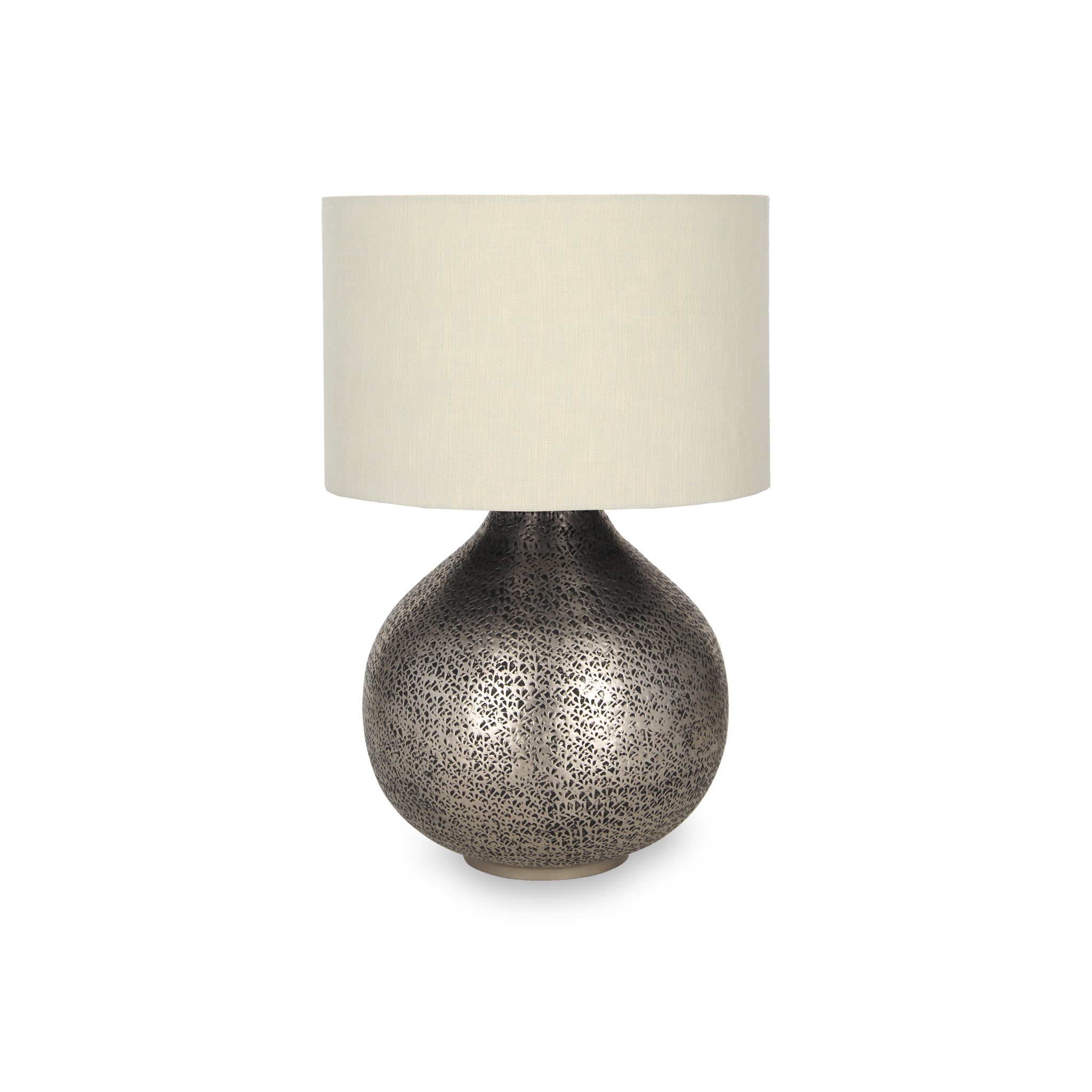 Souk Antique Silver Hammered Metal Table Lamp For Living Room Roseland
