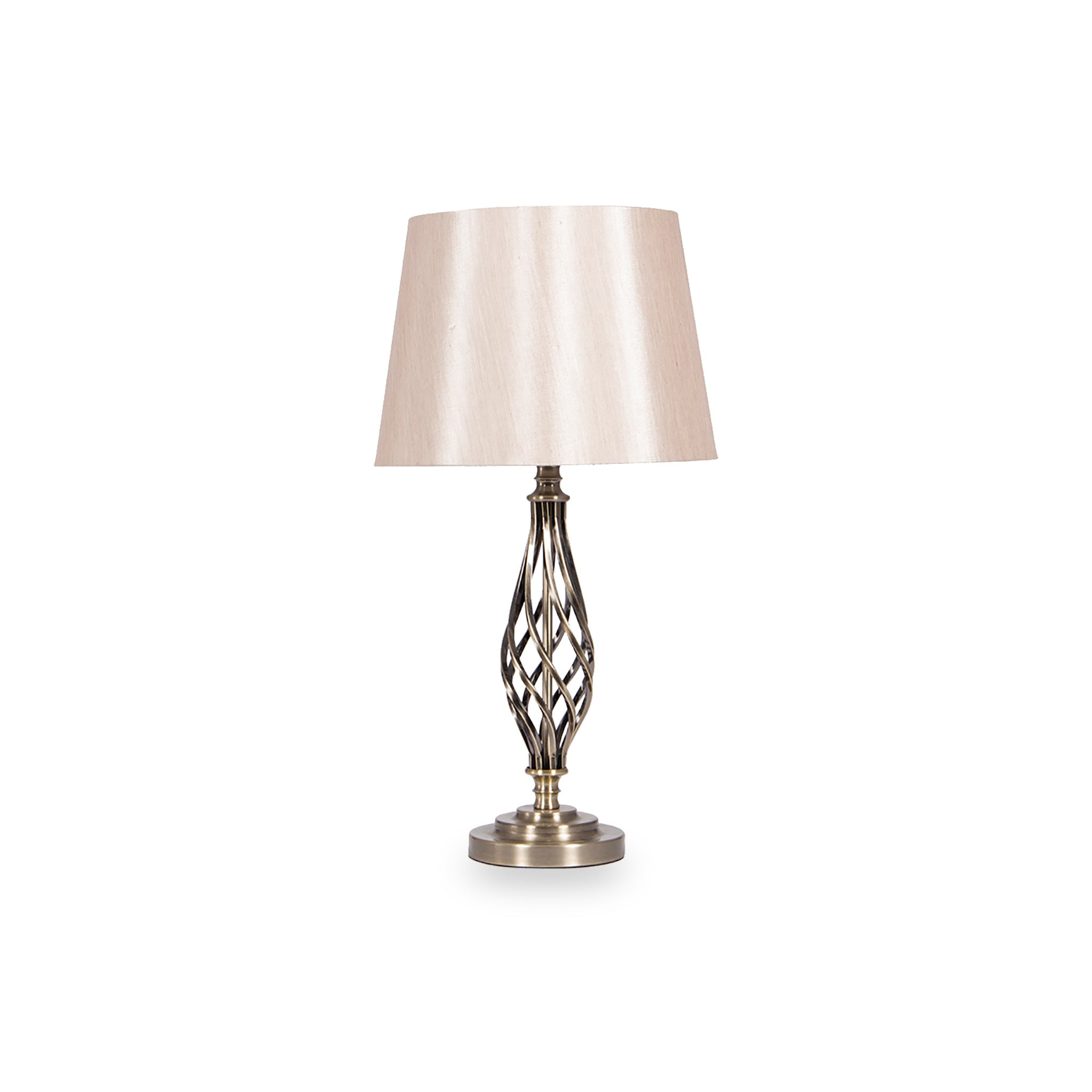 Jenna Antique Brass Metal Twist Detail Table Lamp For Living Room