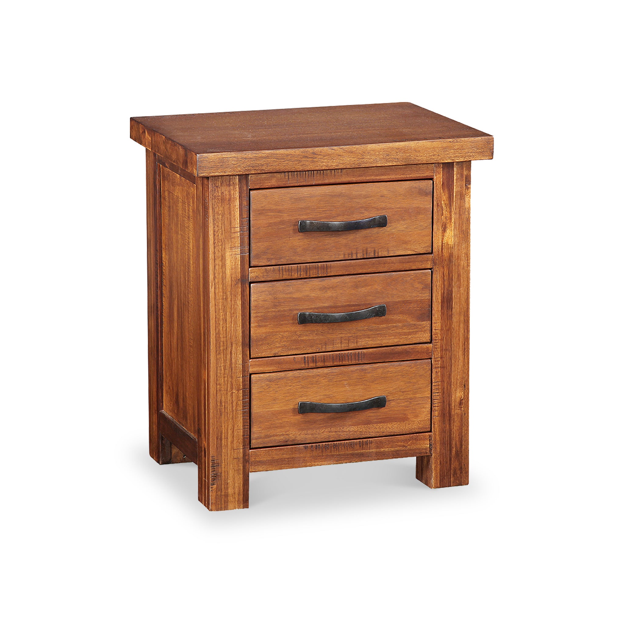 Ladock Acacia Bedside Table 3 Drawer Cabinet For Bedroom Roseland