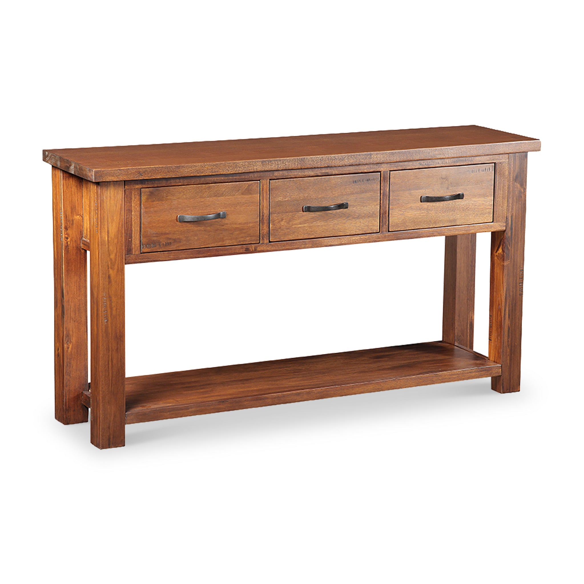 Ladock Acacia Console Table With 3 Drawers For Hallway Roseland
