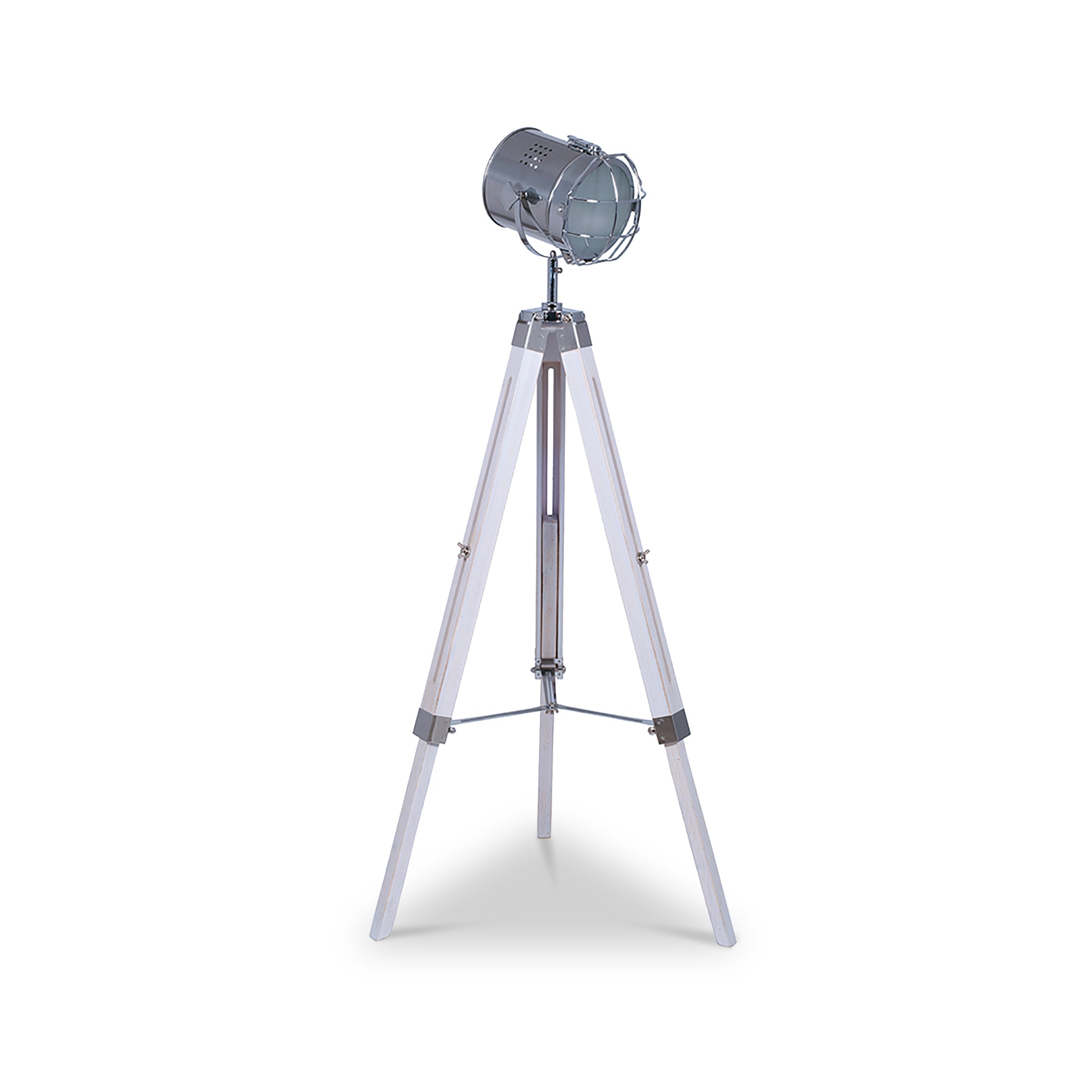 Capstan White Wash And Silver Metal Tripod Floor Lamp For Living Room