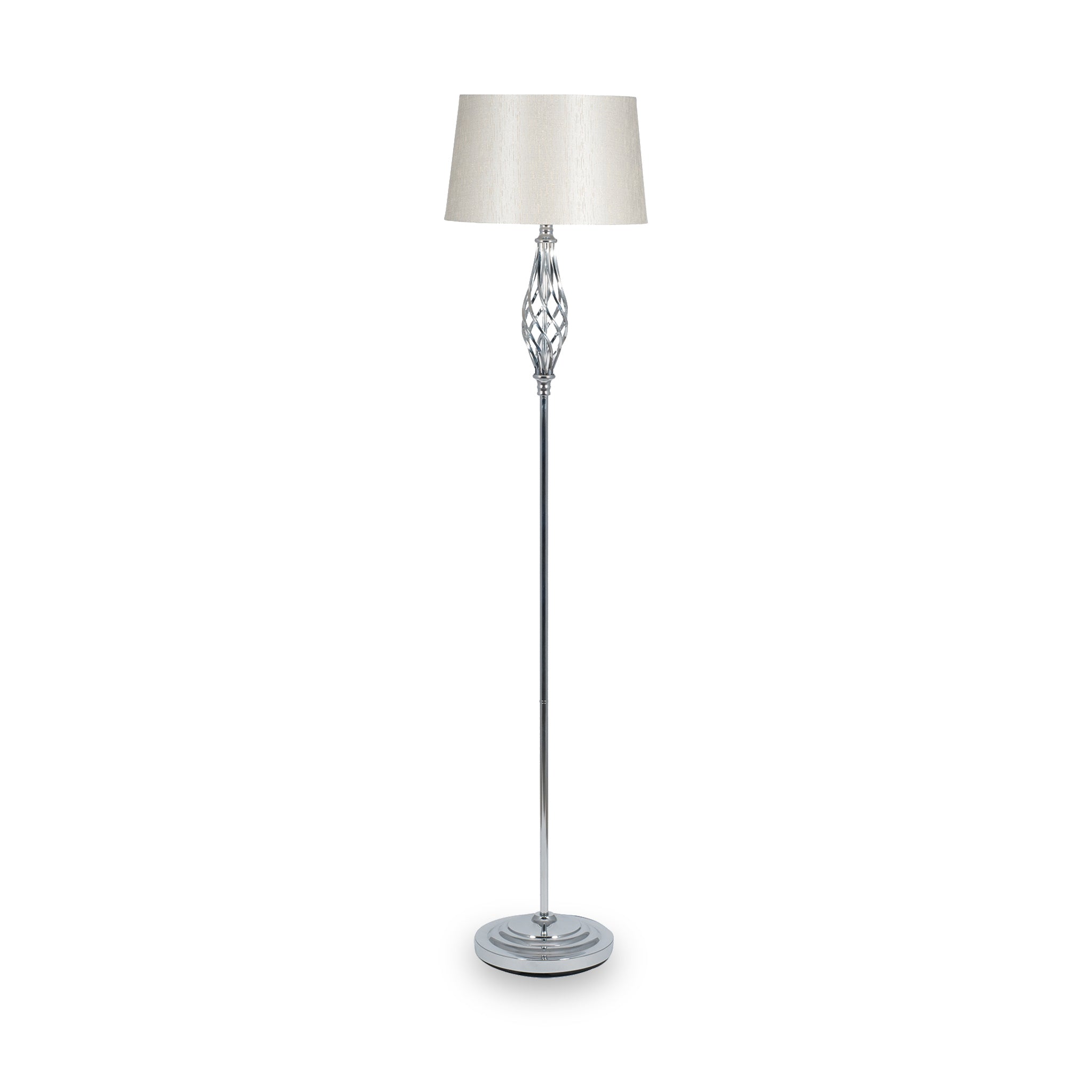 Jenna Silver Metal Twist Detail Floor Lamp For Living Room Roseland