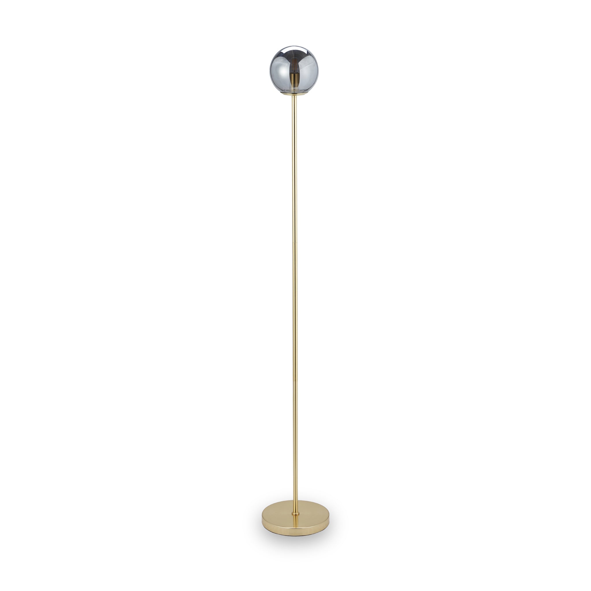 Arabella Smoked Glass Orb And Gold Metal Floor Lamp For Living Room