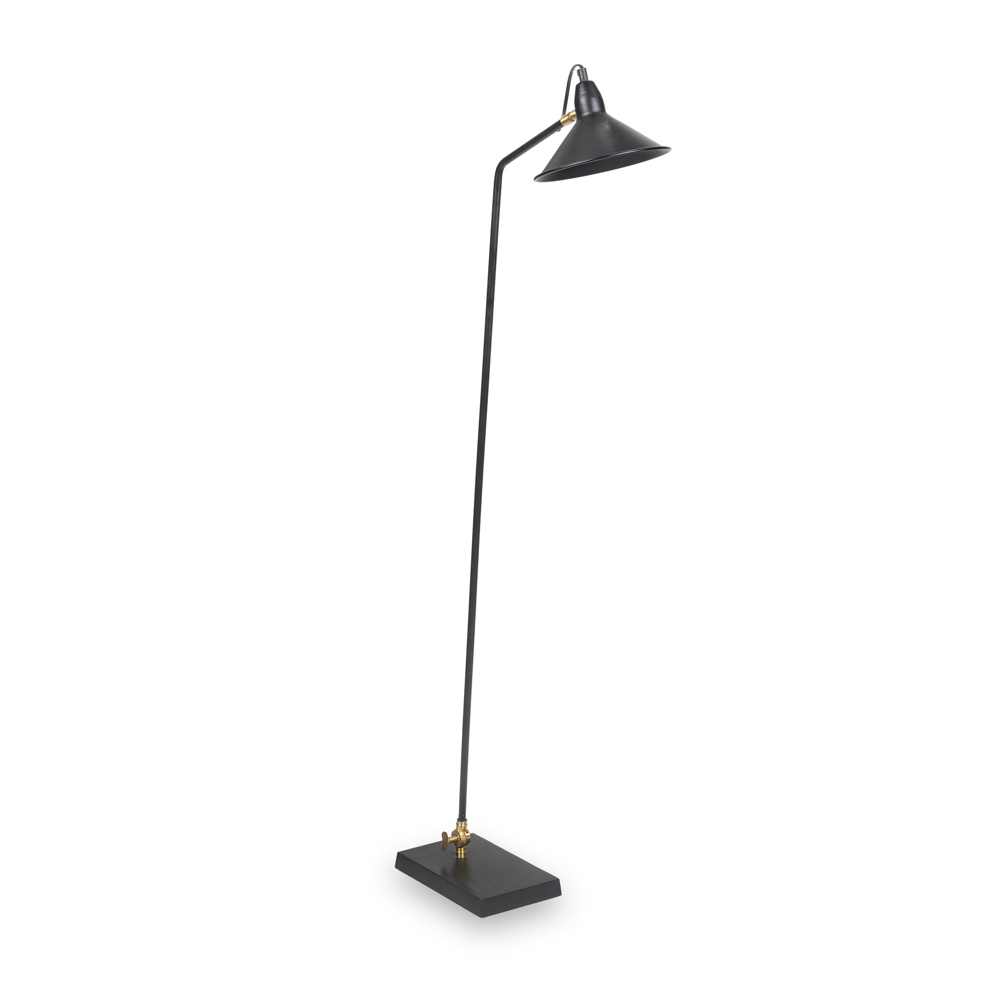 Canton Matt Black And Brass Metal Cone Adjustable Floor Lamp Roseland