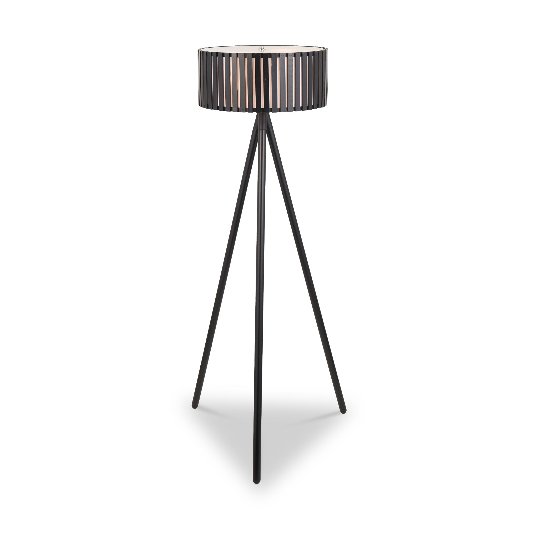 Rabanne Slatted Black Wood Tripod Floor Lamp For Living Room Roseland