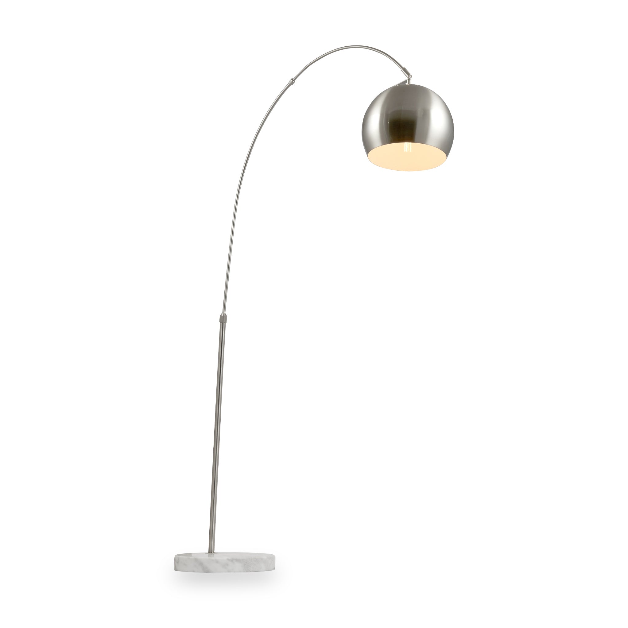 Felicianibrushed Silver Metal And White Marble Floor Lamp Roseland