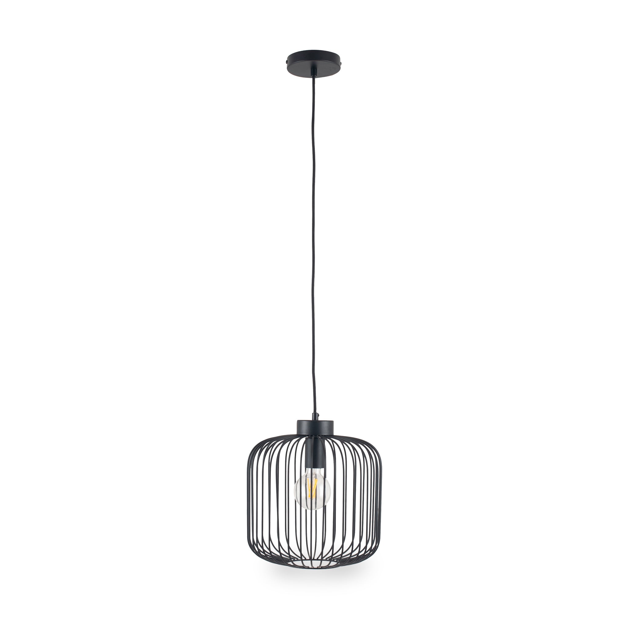 Dania Matt Black Metal Wire Ceiling Light Pendant For Living Room