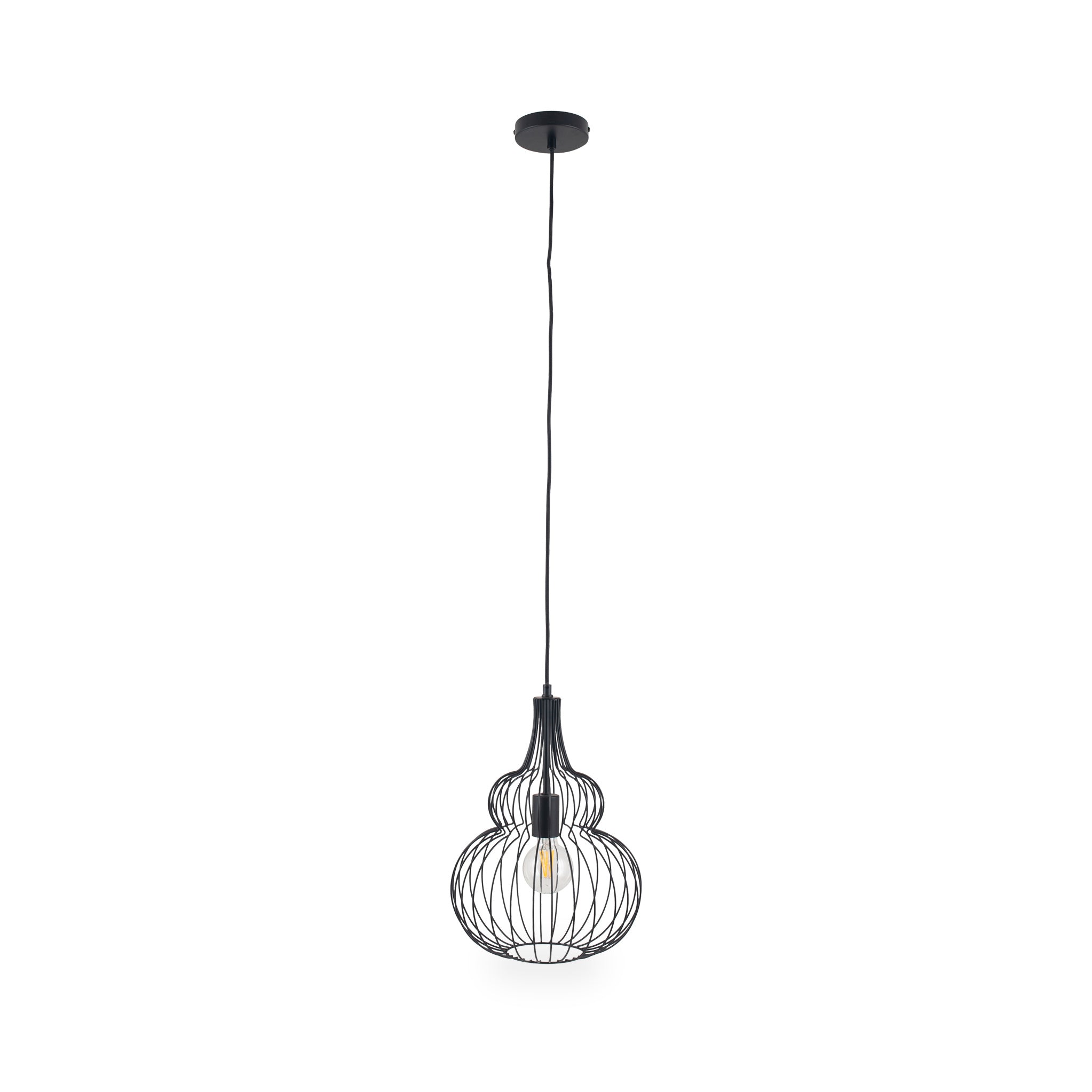 Dania Matt Black Metal Shaped Wire Ceiling Light Pendant Roseland