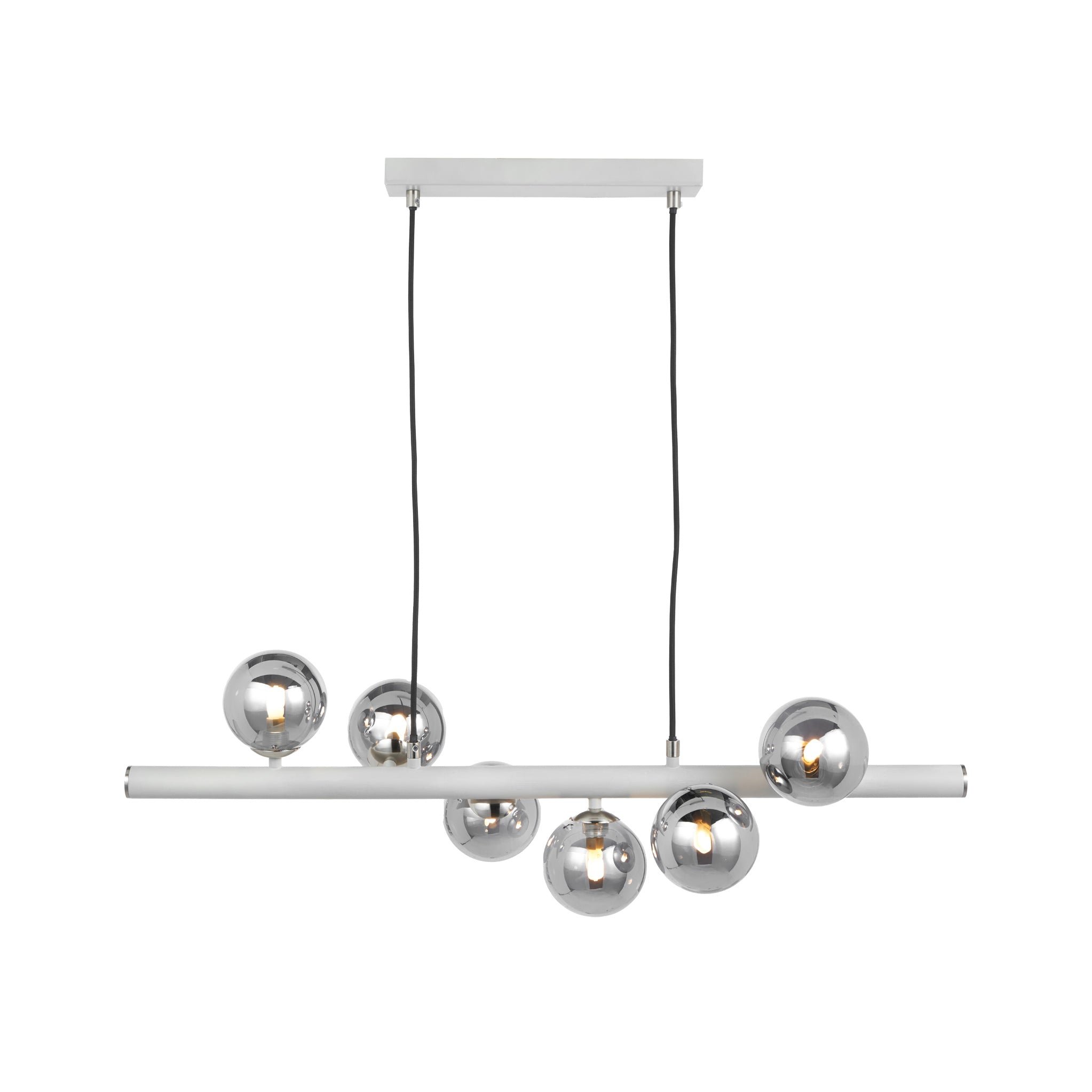 Blair Smoke Glass Ball And Grey Metal Bar Ceiling Light Pendant