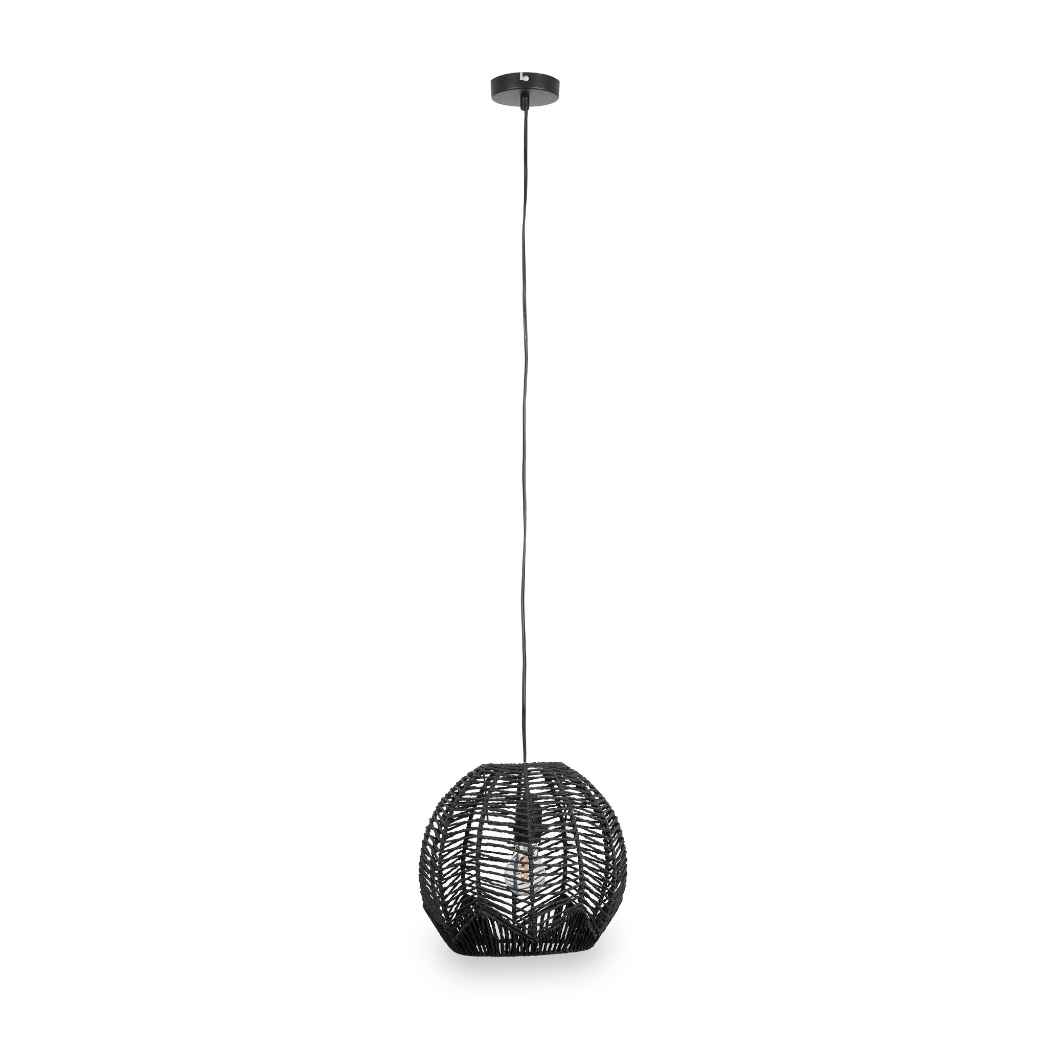 Sibuco Black Woven Paper Ceiling Light Pendant For Living Room