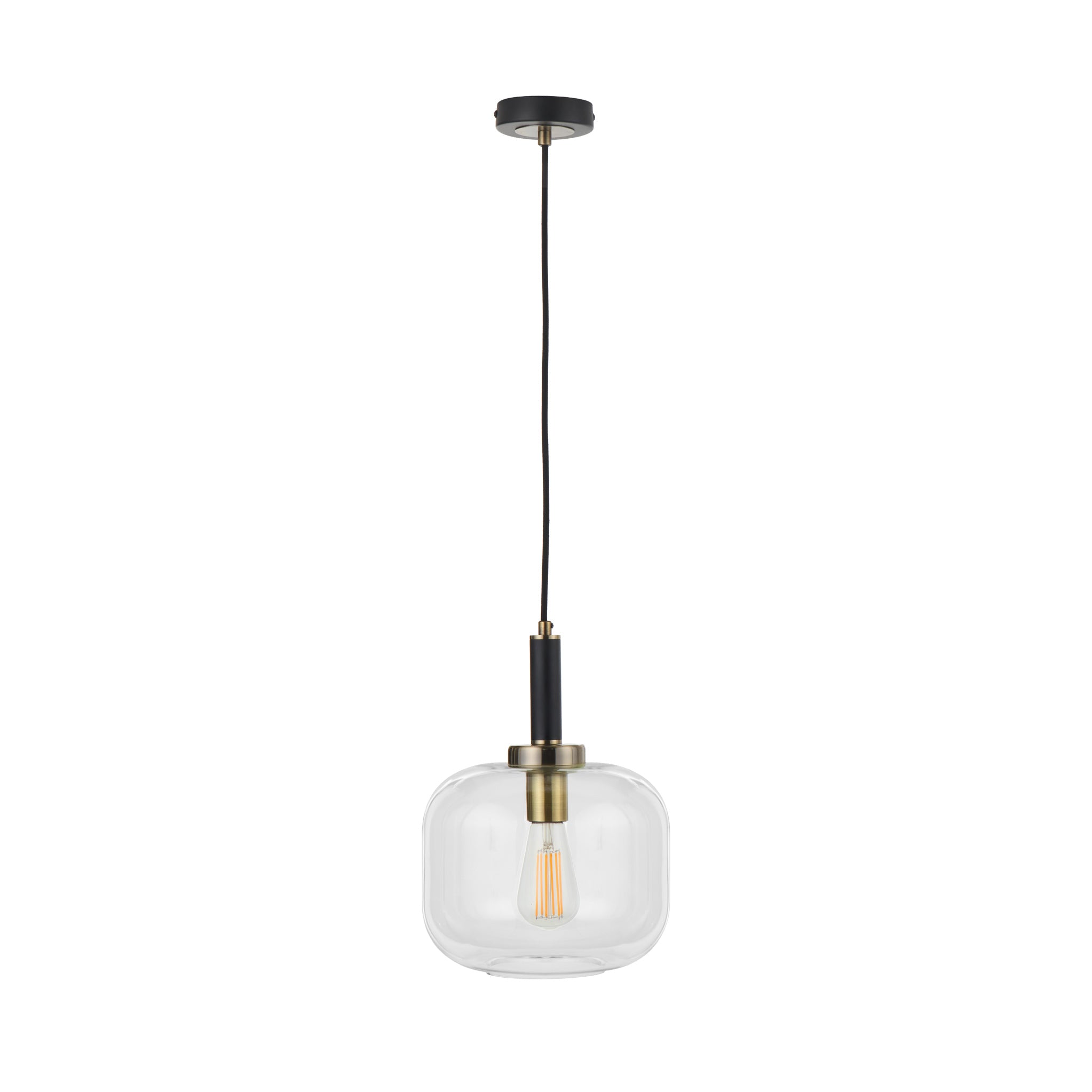 Florence Black Metal Glass Ceiling Light Pendant For Living Room