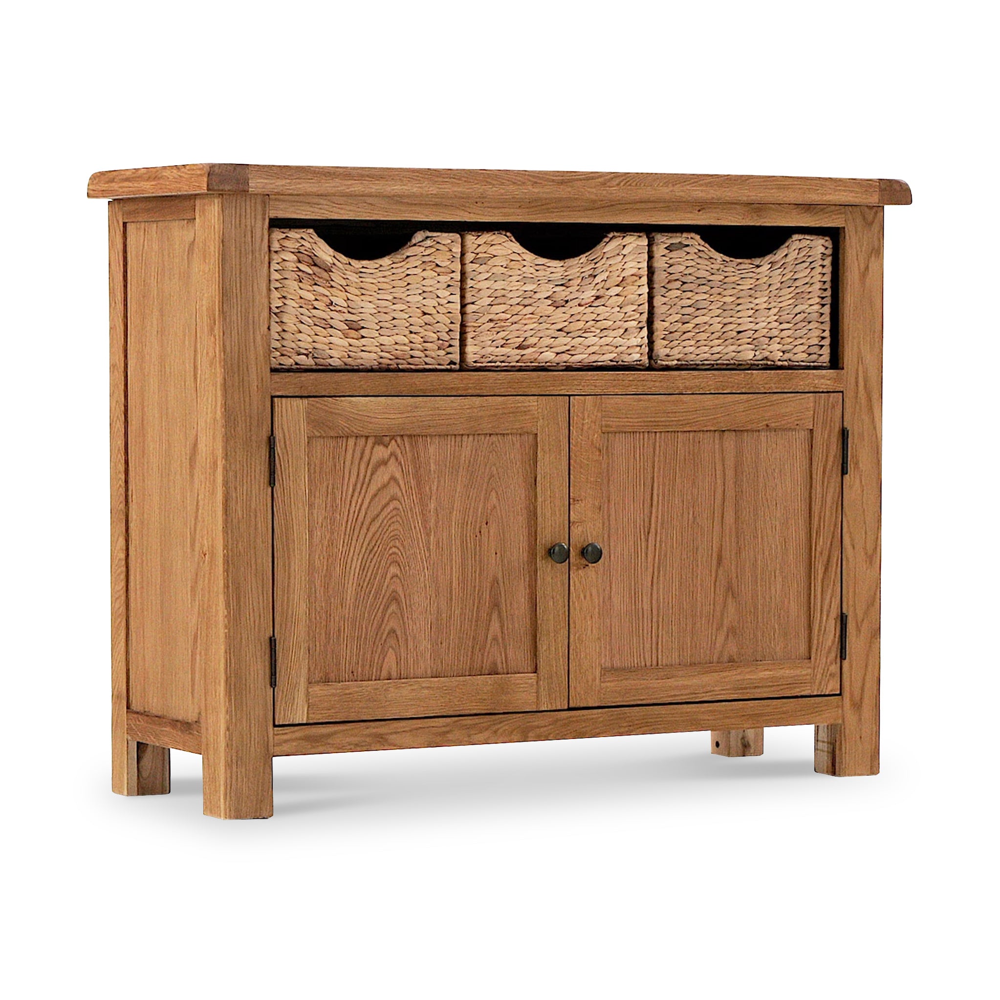 Zelah Oak Sideboard 3 Storage Baskets Roseland