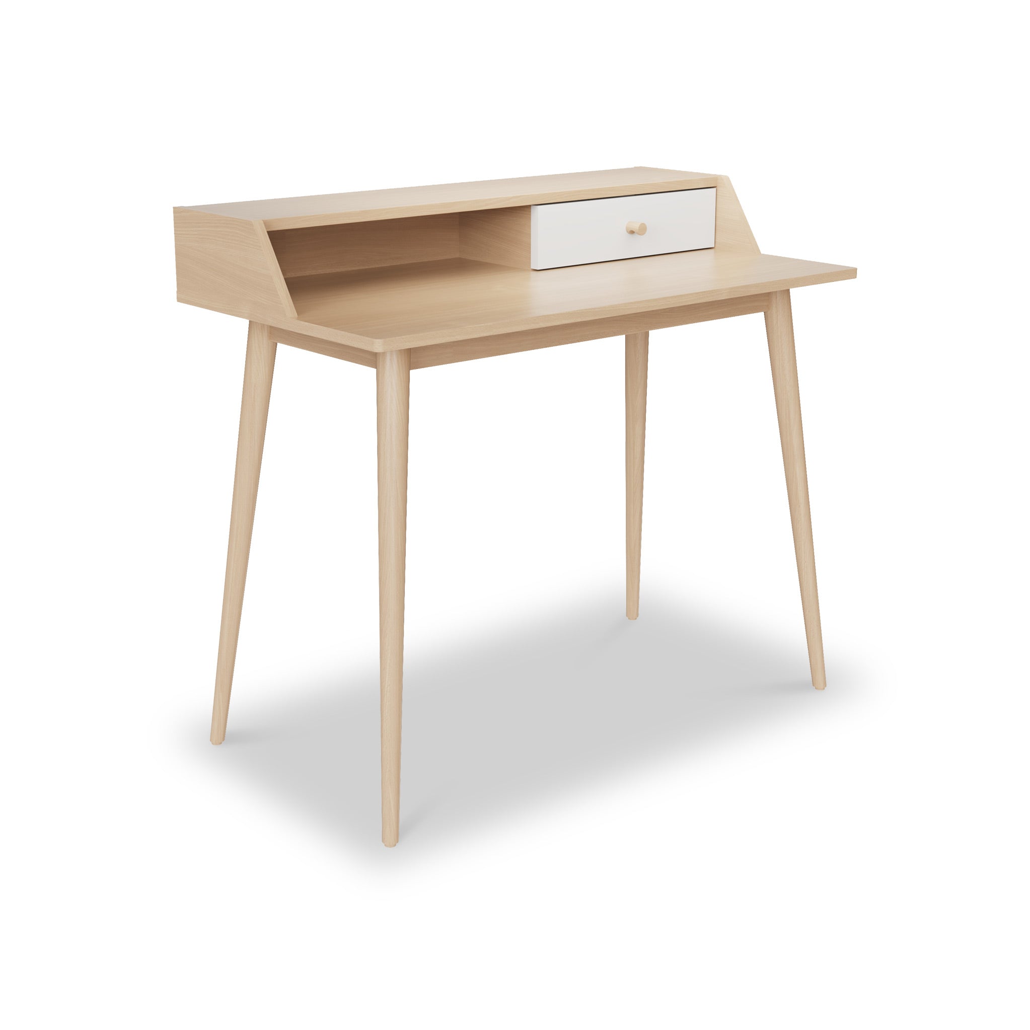 Barford Scandi Oak White Work From Home Office Desk Roseland