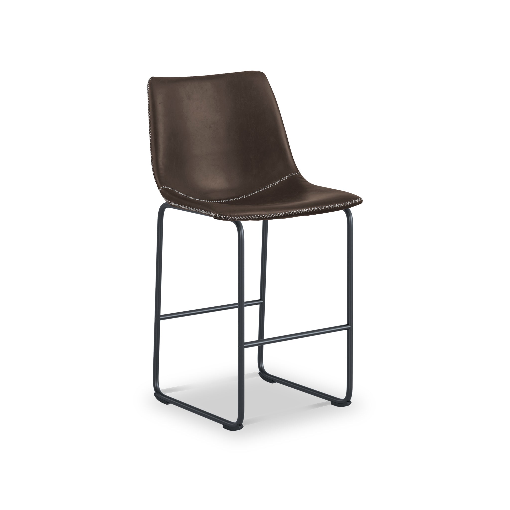 Lamar Faux Leather Brown Bar Stool For Kitchen Counter Roseland