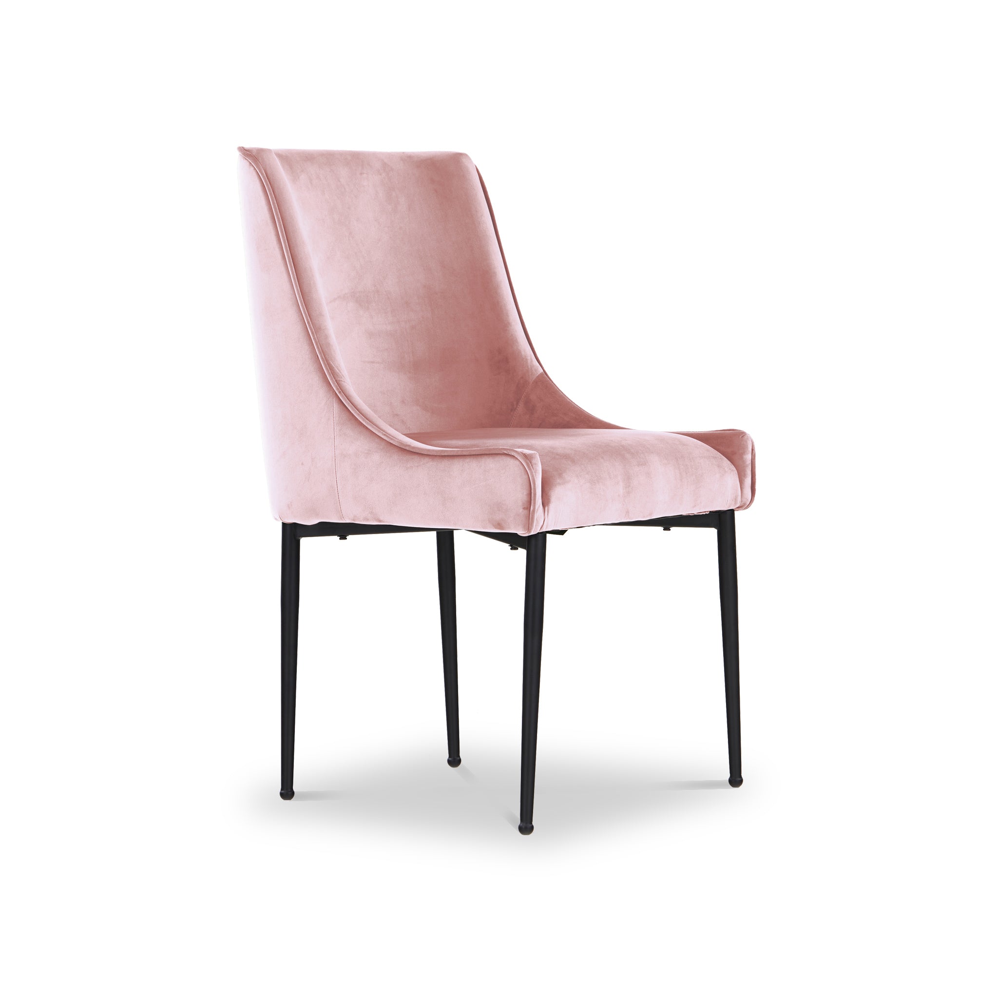 Charlene Blush Pink Velvet Dining Chair With Black Legs Roseland
