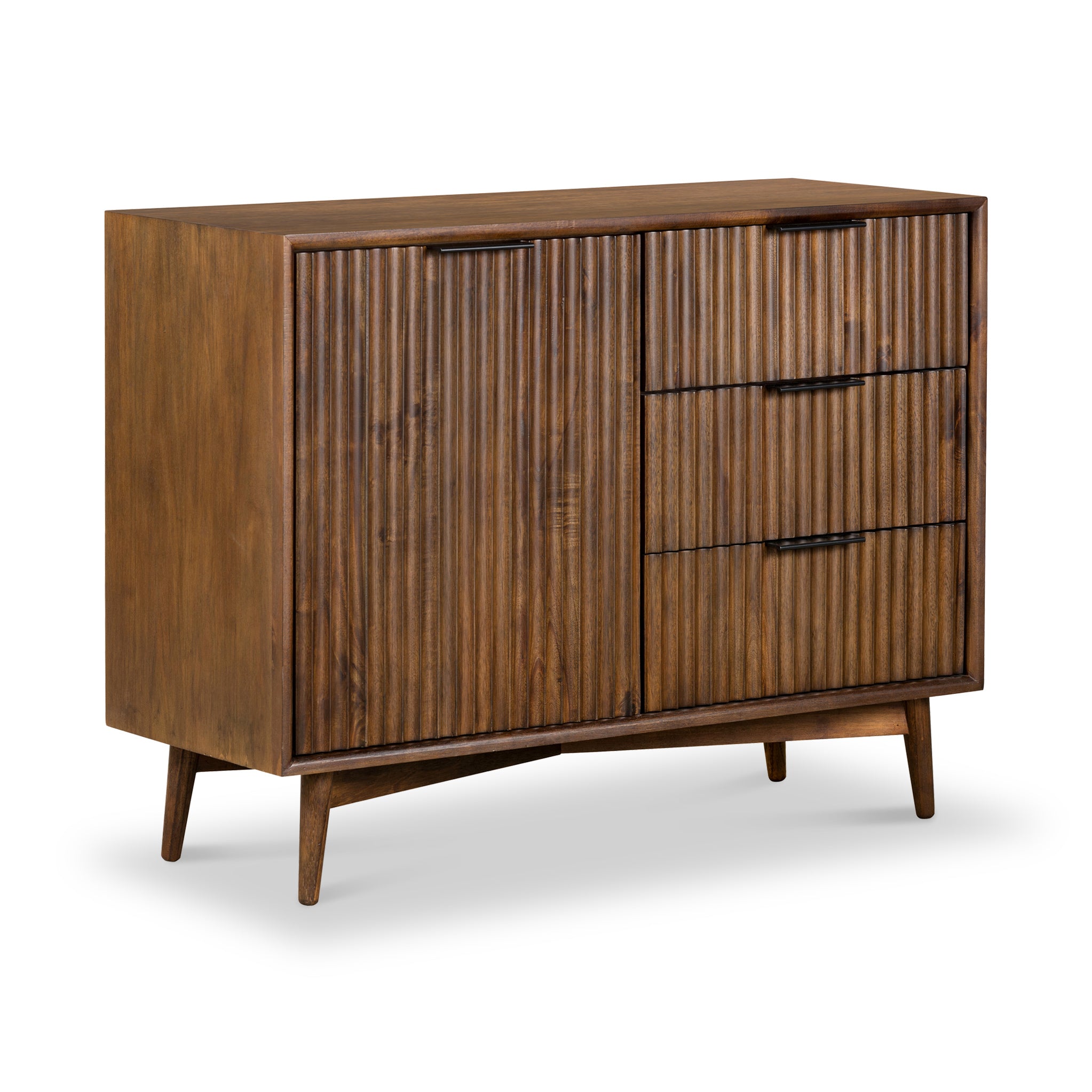 Oskar Walnut Stain Small 3 Drawer Sideboard Cabinet Roseland