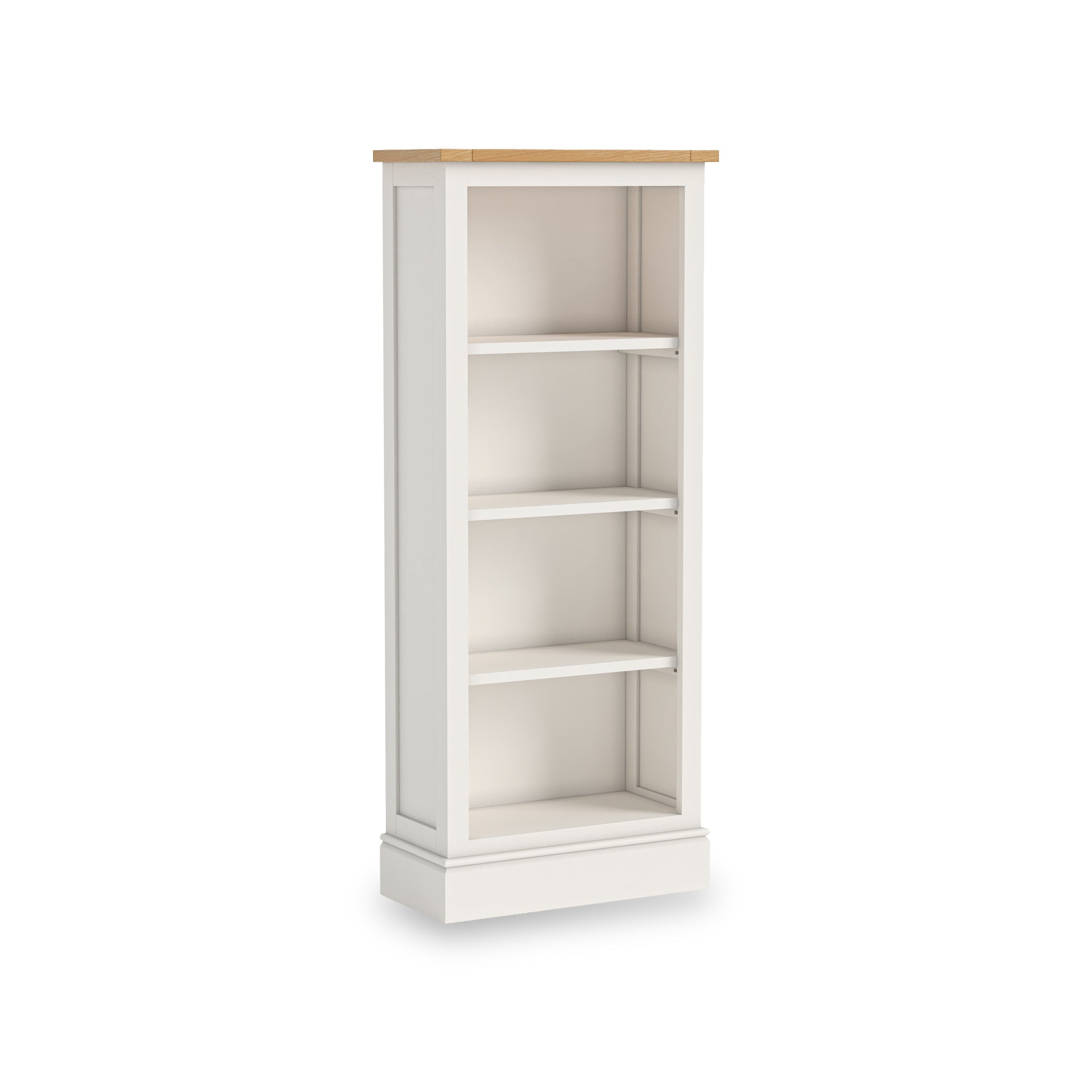 Bude Slim Bookcase With Oak Top 4 Shelves Navy Blue Grey Ivory