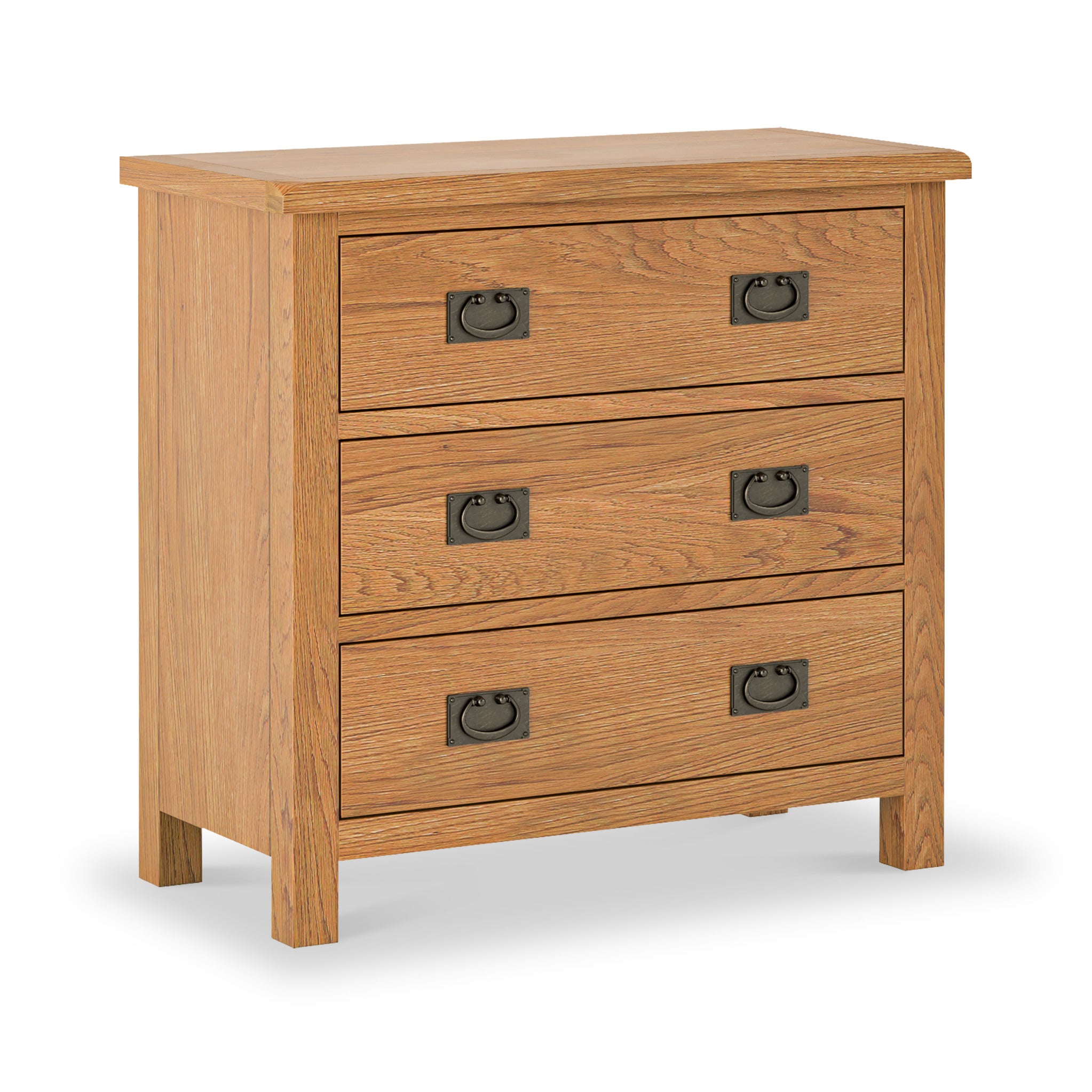 Surrey Oak Wide Wooden Chest Of 3 Drawers Bedroom Storage