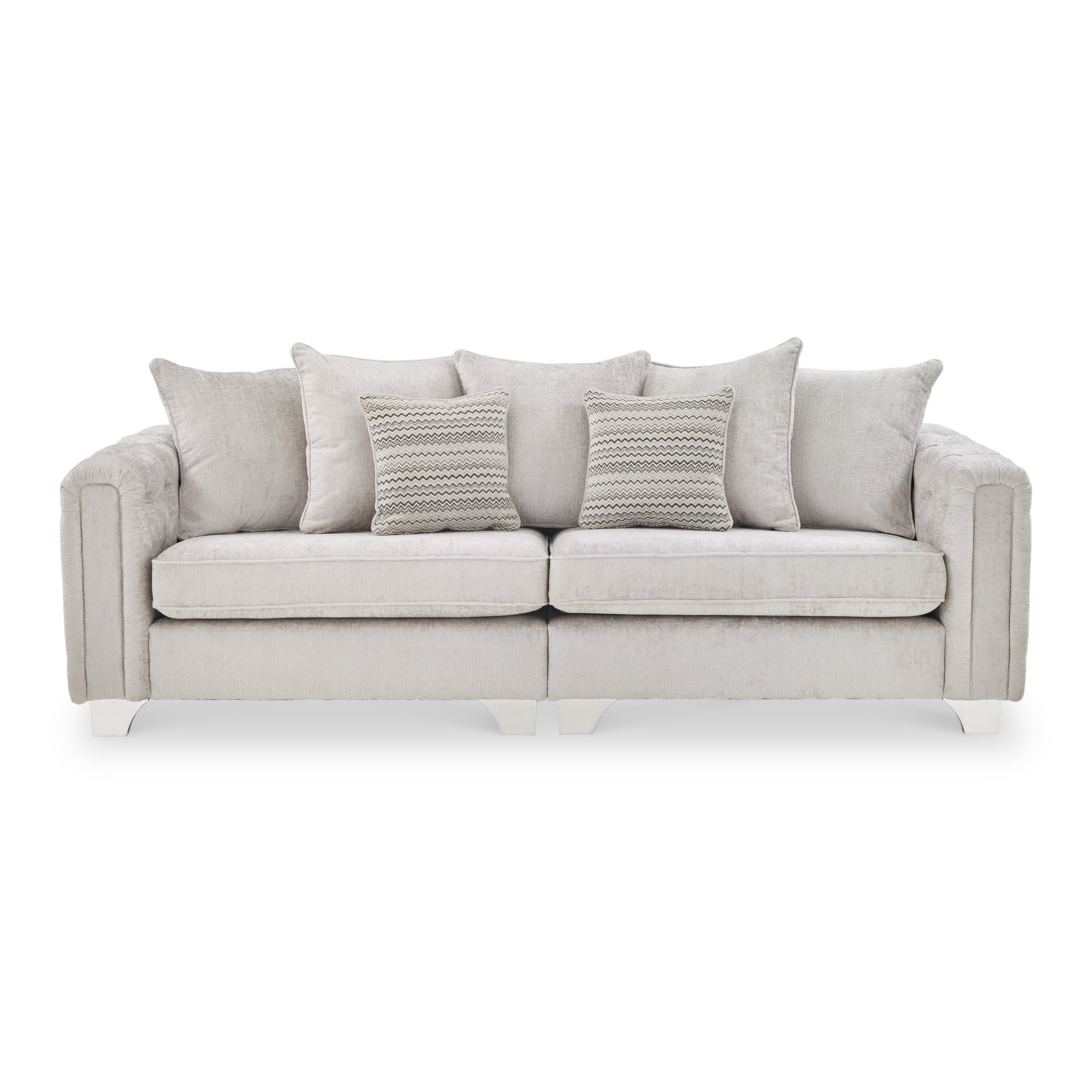 Grazia Grey Chenille 4 Seater Sofa With Buttoned Tuft Arms Roseland