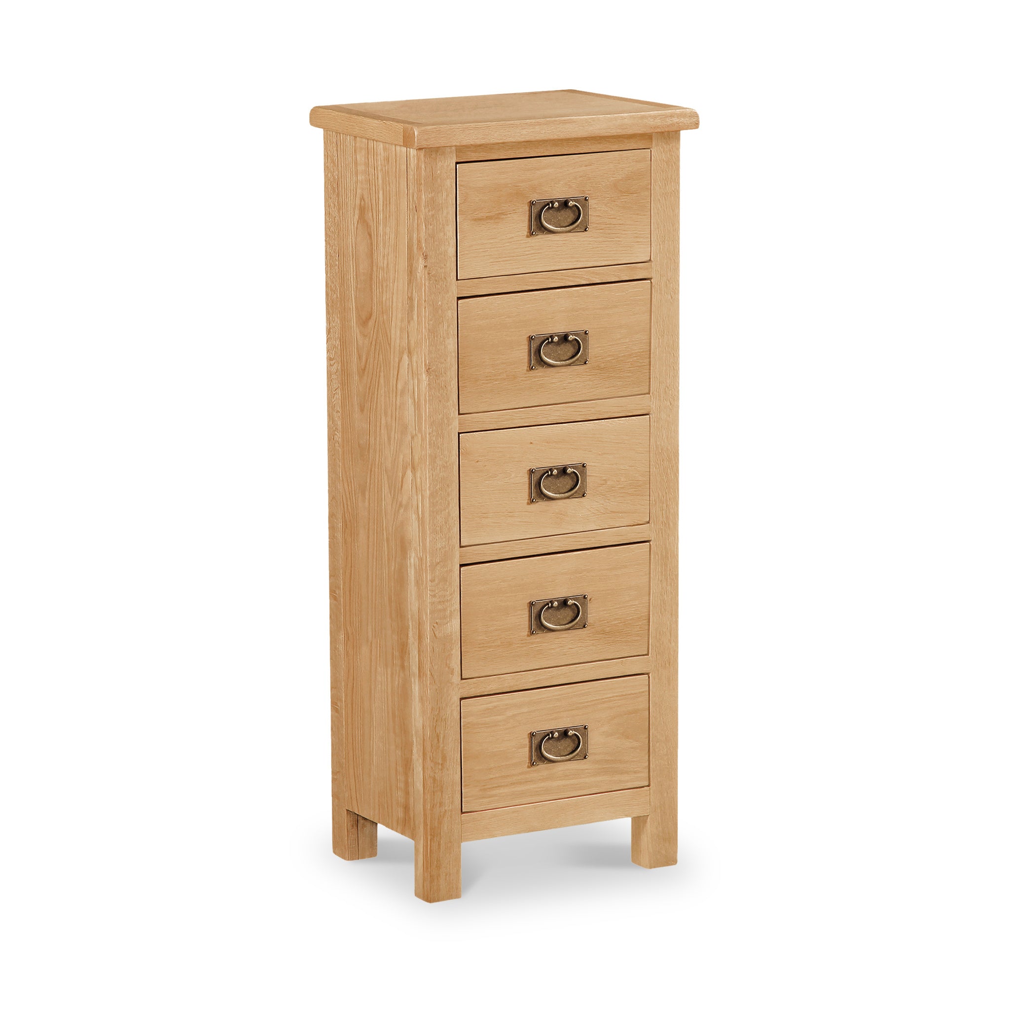 Lanner Oak 5 Drawer Tallboy Chest Rustic Waxed Oak