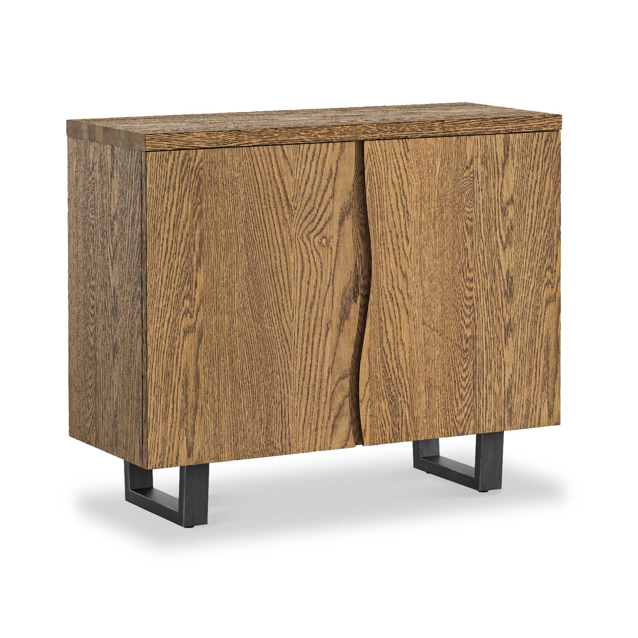 Isaac Oak Small Sideboard Cabinet W Industrial Metal Legs Roseland